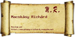 Macskásy Richárd névjegykártya